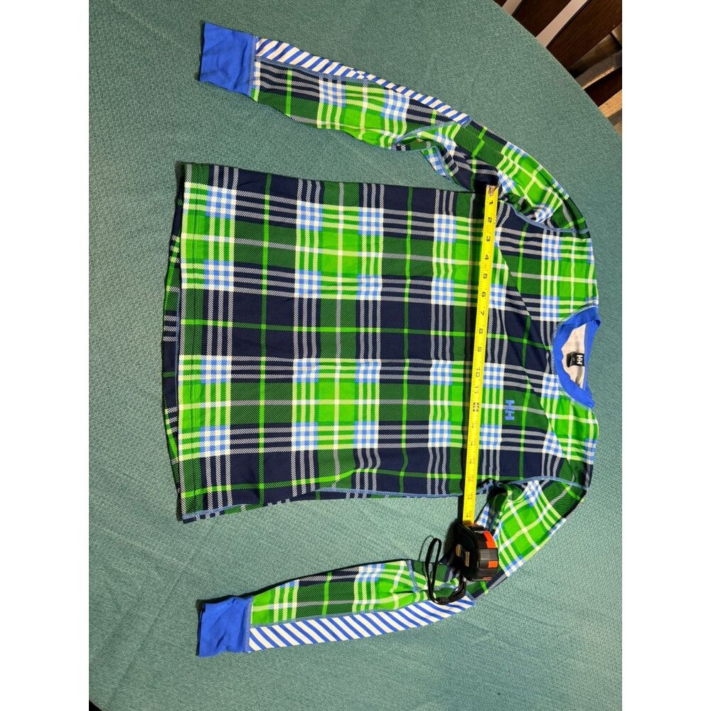Helly Hansen Plaid Long-Sleeve Shirt Green & Blue Size Small Polyester Blend Lig
